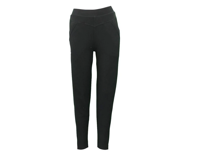 FIL Women's Stretch Winter Slim Thermal Thick Fleece Lined Leggings Pants w Pockets - Black