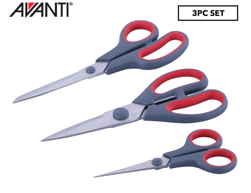 Avanti Set of 3 Scissors - Grey/Red