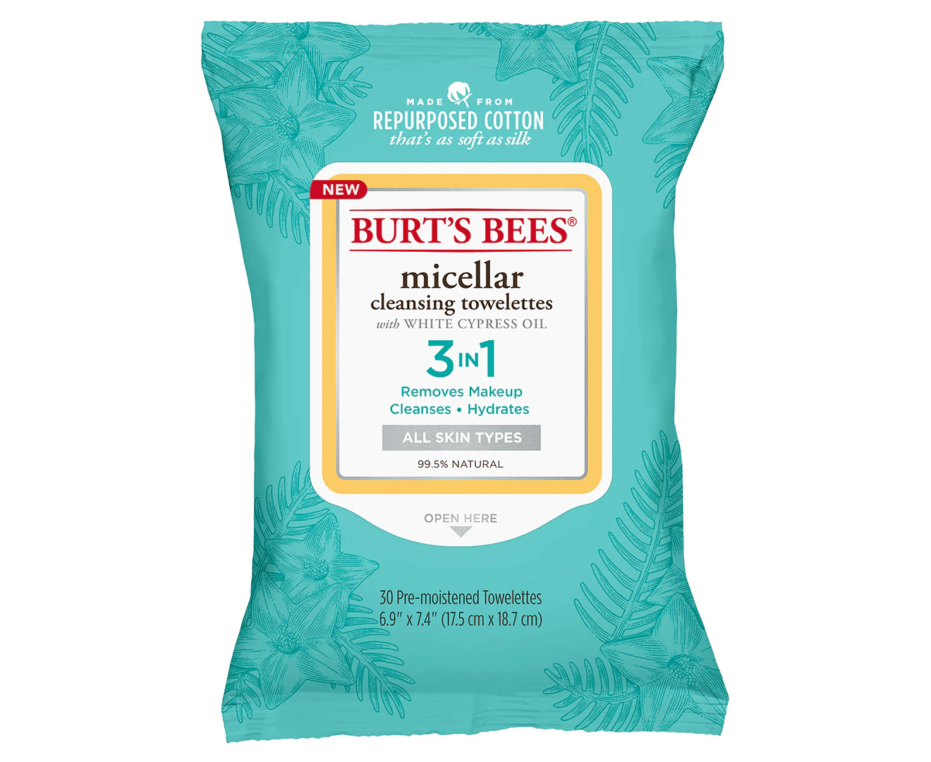 Burt's Bees 3-in-1 Micellar Cleansing Towelettes / Wipes 30pk