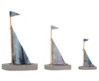 Maine & Crawford 15x6x23cm Escape Medium Concrete / Tie Dye Sailing Boat - Grey