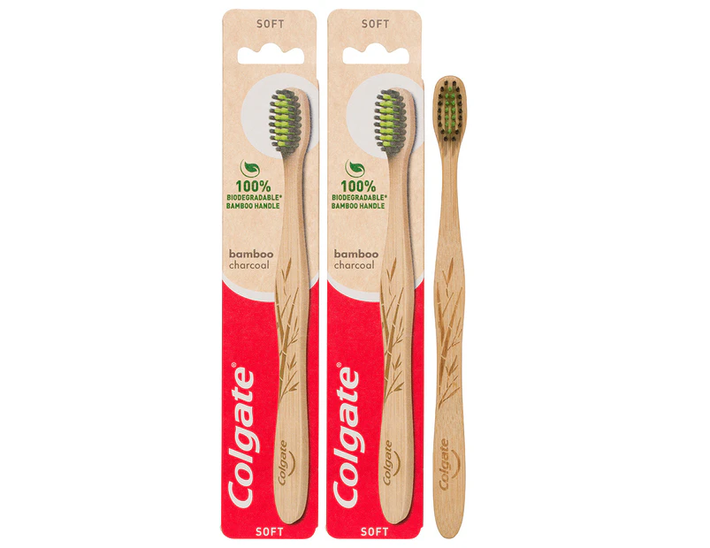 2 x Colgate Bamboo Charcoal Toothbrush - Soft