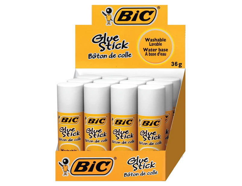 BiC Glue Stick 36g 12-Pack - Clear
