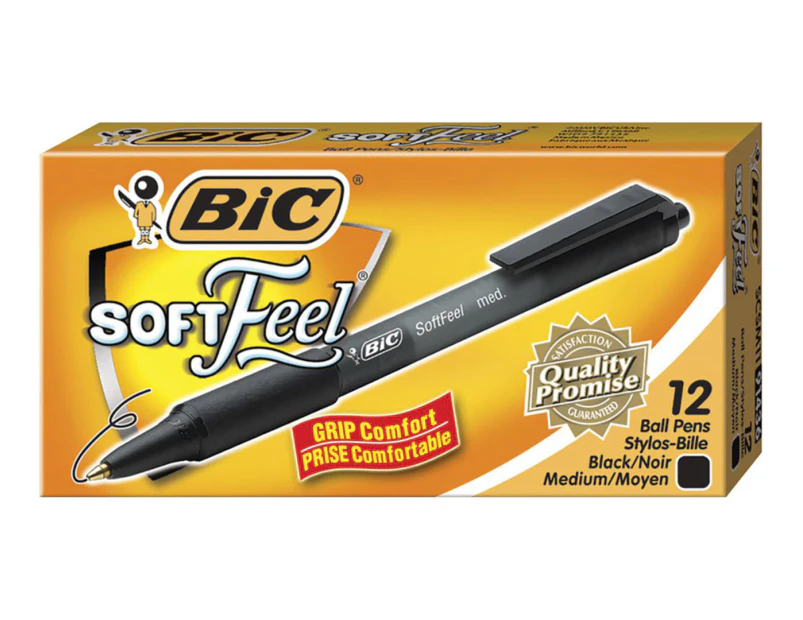 BiC SoftFeel Ballpoint Pens 12-Pack - Black