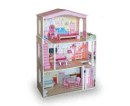 Large Wooden Dolls Doll House 3 Level Kids Pretend Play Toys Full Furniture