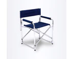 Directors Aluminium Folding Chair Camping Picnic Director Fishing Foldable - navy