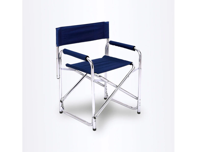 Directors Aluminium Folding Chair Camping Picnic Director Fishing Foldable - navy