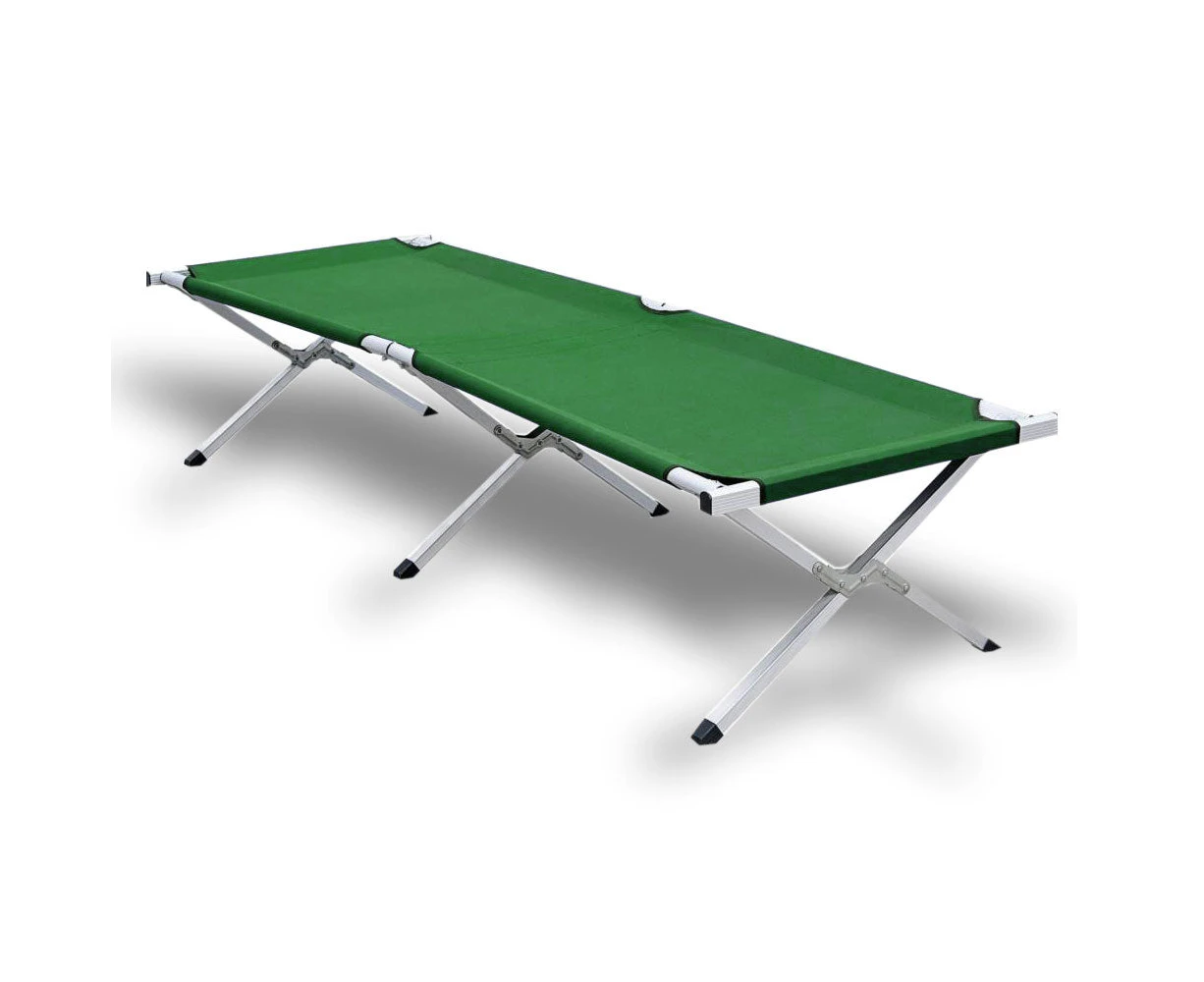 Camping Bed Folding Stretcher Light Weight w/ Carry Bag Camp Portable - green