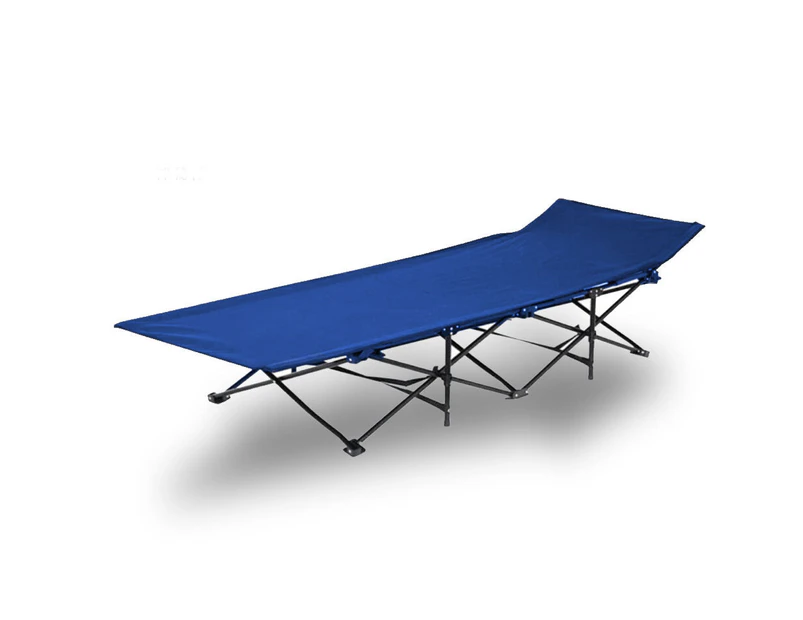 Camping Bed Folding Stretcher Light Weight with Carry Bag Camp Portable - blue