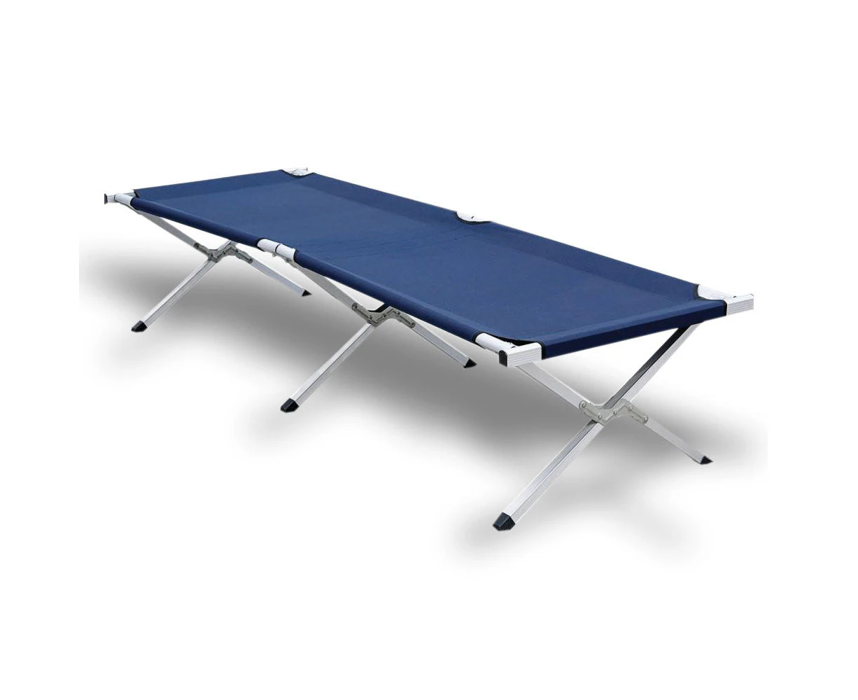 Camping Bed Folding Stretcher Light Weight w/ Carry Bag Camp Portable - navy