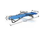 Reclining Sun Beach Deck Lounge Chair Outdoor Folding Camping Fishing Arm Rest - blue