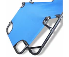 Reclining Sun Beach Deck Lounge Chair Outdoor Folding Camping Fishing Arm Rest - blue