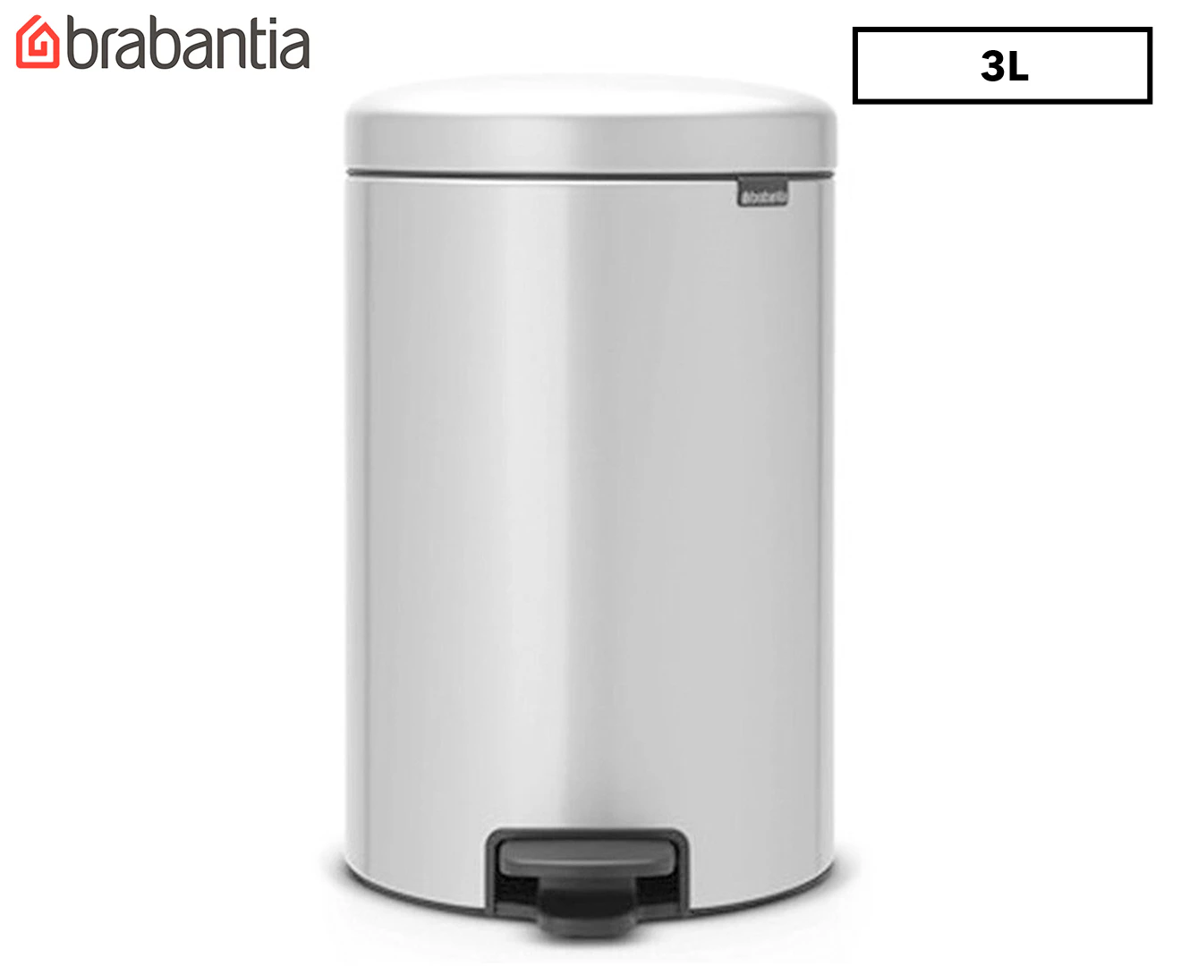 Brabantia 3L NewICON Pedal Bin - Metallic Grey