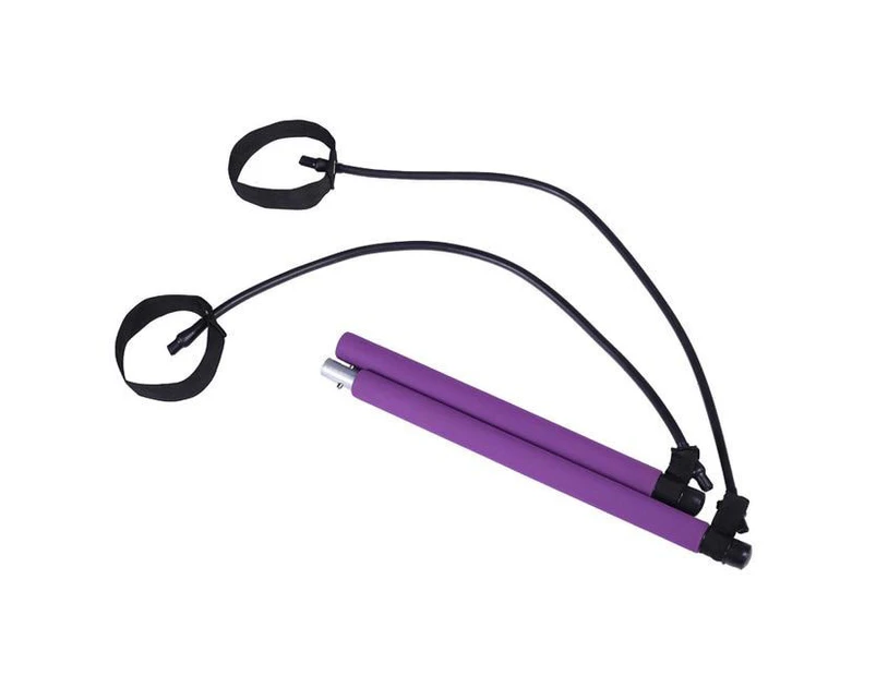 Portable Pilates Bar Resistance Band Yoga Stretch Rope Home Gym Fitness - Purple