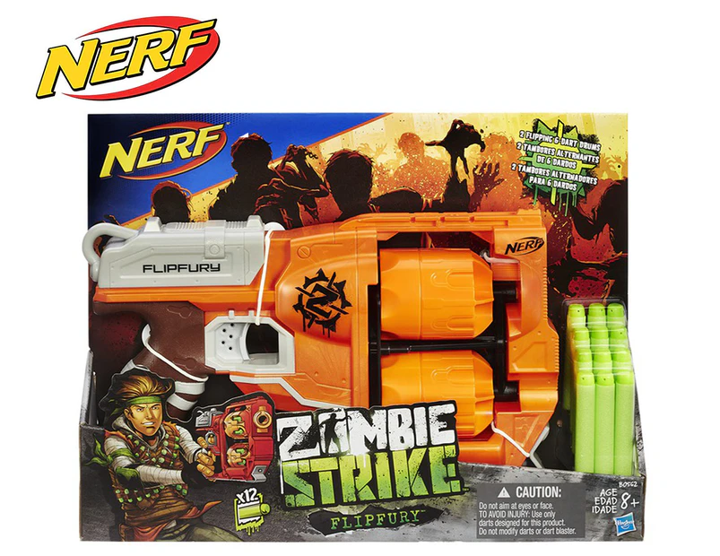 Nerf Zombie Strike FlipFury Blaster with 12 Nerf Zombie Strike Darts 