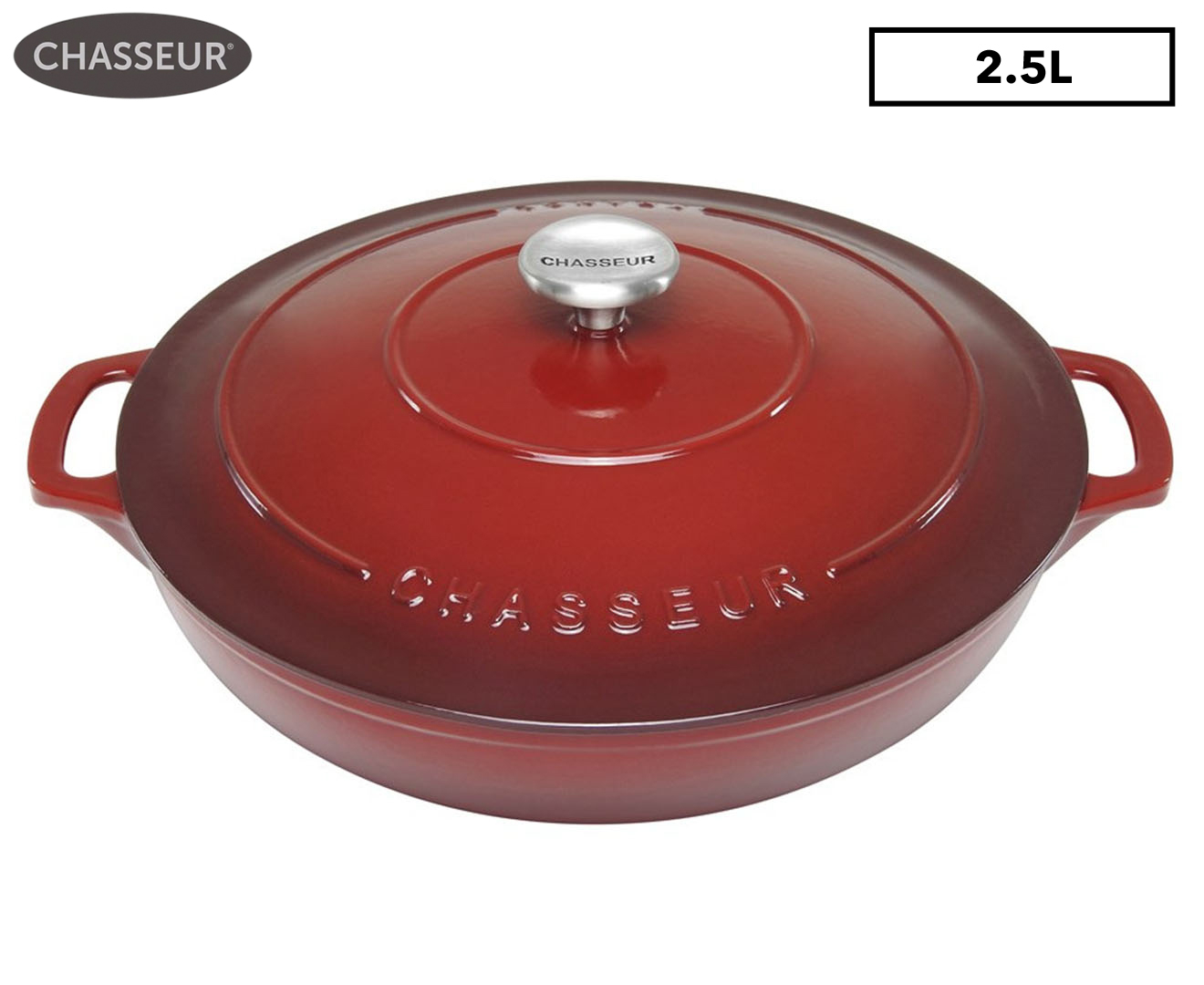 Chasseur 30cm 2.5L Round Braiser w Lid Bordeaux Red Catch