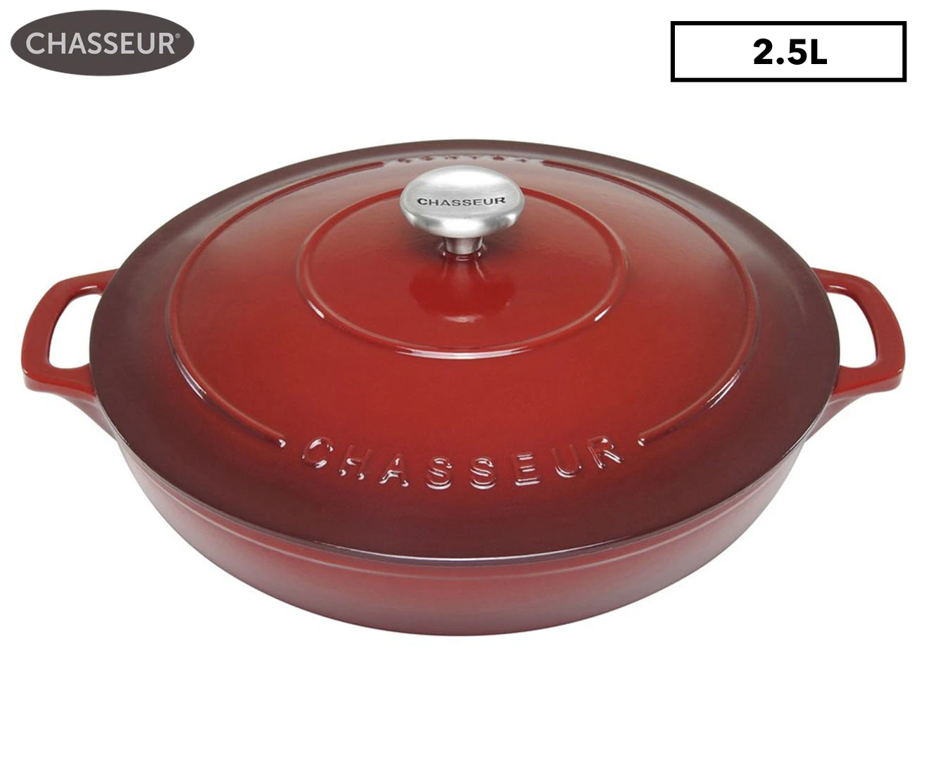 Chasseur 30cm / 2.5L Round Braiser w/ Lid - Bordeaux Red