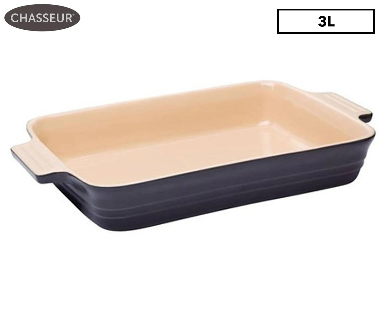 Chasseur 32x24cm La Cuisson Large Rectangular Dish - Black/Cream