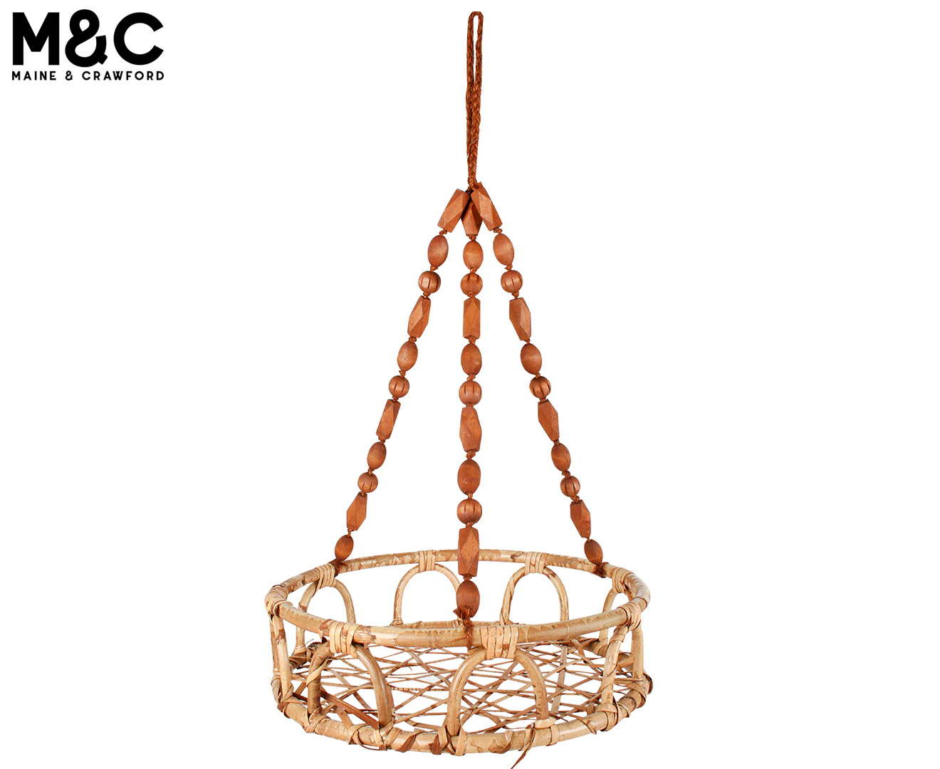 Maine & Crawford Luna 60x35cm Hanging Wood Basket Pot Flower Planter Natural