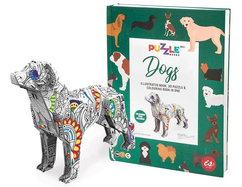 Puzzle Books Dogs Illustrated Book, 3D Puzzle & Colouring Book Hardcover Book