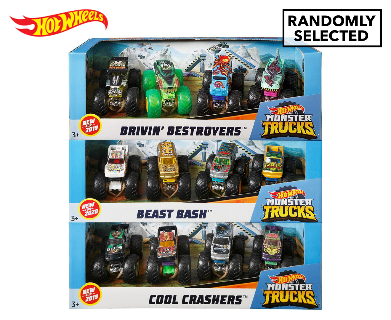 Mattel Hot Wheels Monster Trucks 4 Pack Randomly Selected Nz 0942