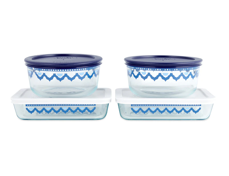 Pyrex 8-Piece Santorini Glass Food Storage Container Set