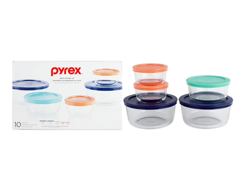 Pyrex Simply Store 10 Piece Glass Storage Set - Clear