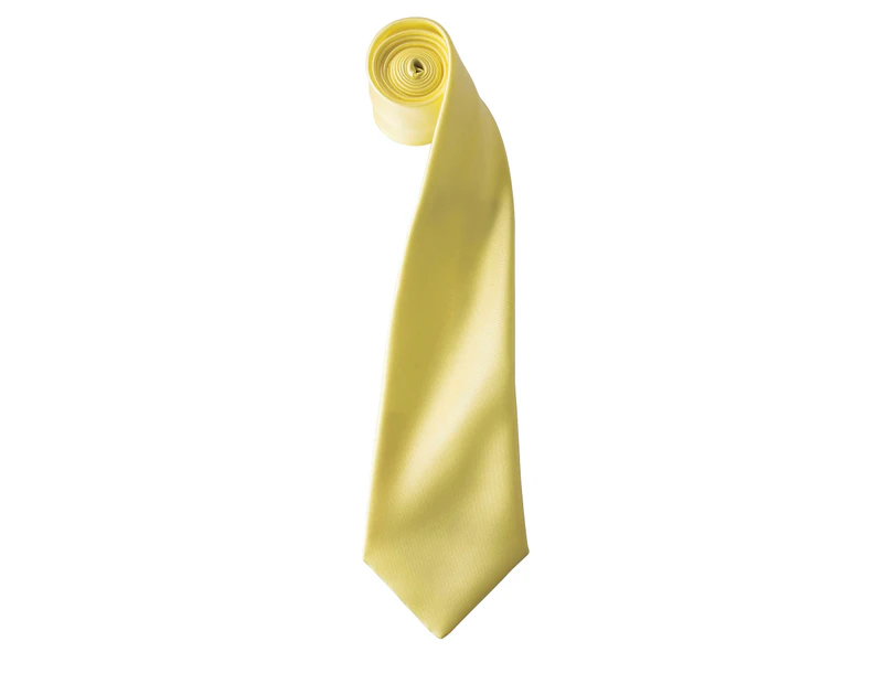 Premier Mens Plain Satin Tie (Narrow Blade) (Lemon) - RW1152