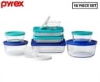 Pyrex 18-Piece Simply Store Glass Food Container Set - Clear/Blue 1