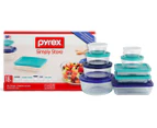 Pyrex 18-Piece Simply Store Glass Food Container Set - Clear/Blue