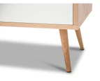 Light Oak White Scandinavian 3 Drawer Bedside Table with Brushed Gold Handles