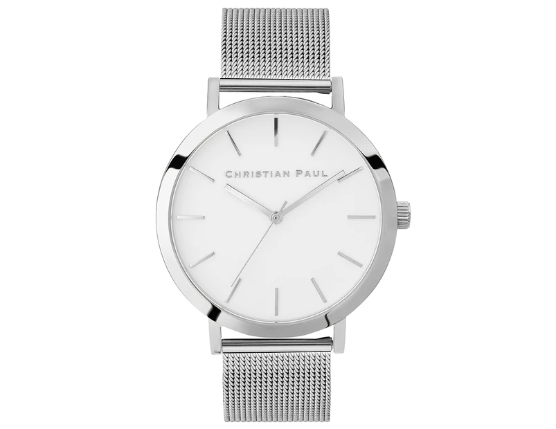 Christian Paul 43mm Silver 43 Stainless Steel Mesh Watch - Silver/White