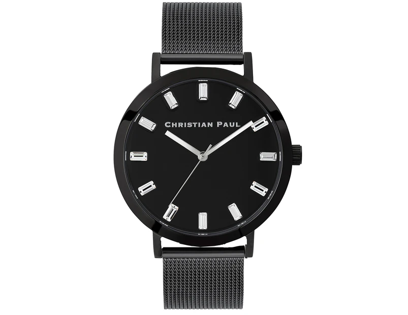 Christian Paul 43mm Padstow Stainless Steel Mesh Watch - Black