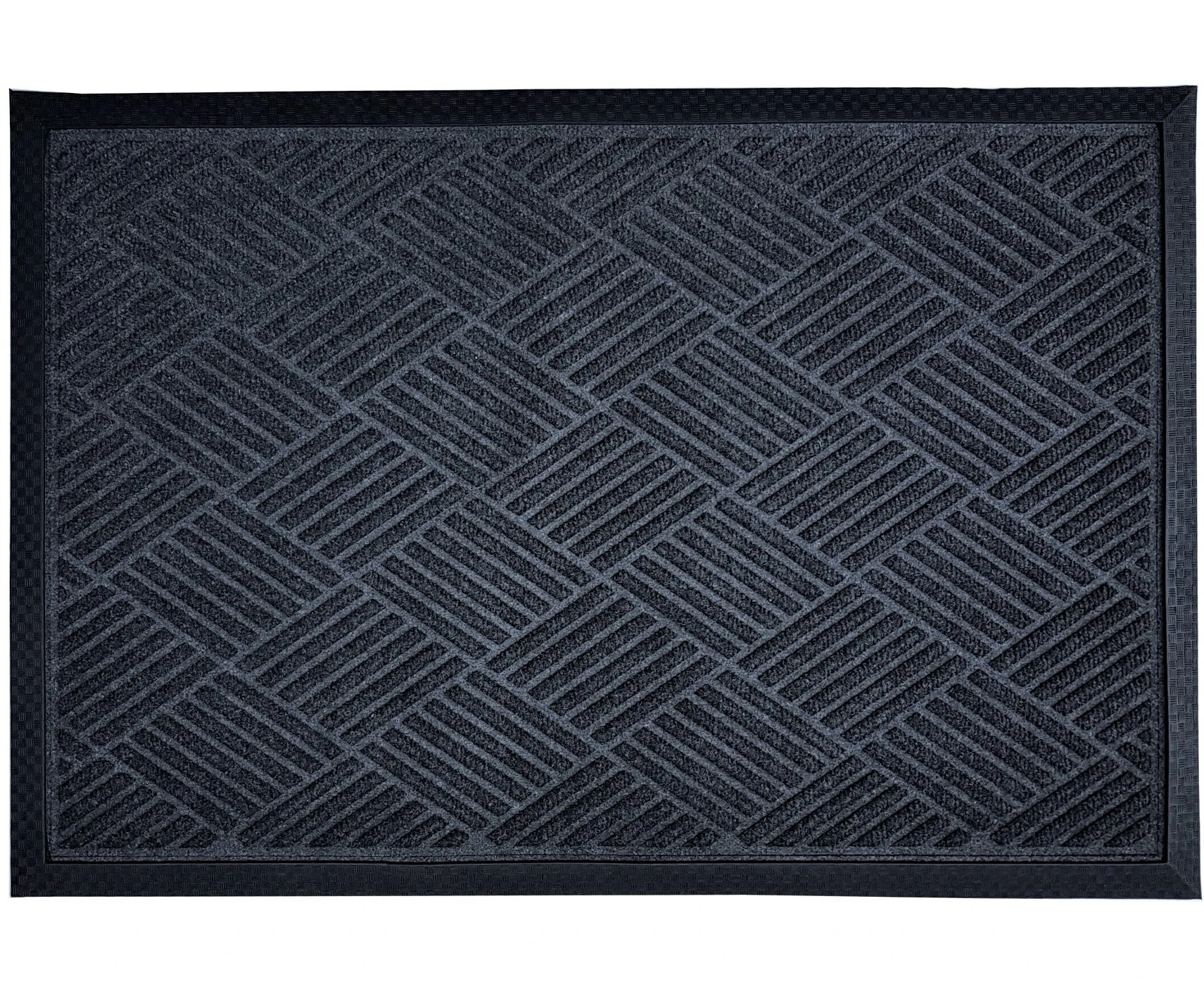 Dual Level Polypropylene Diamond Pattern Large Entrance Mat- Charcoal