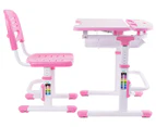 Ergovida Pharos C302 Children's Height Adjustable Desk & Chair Set - Pink/White