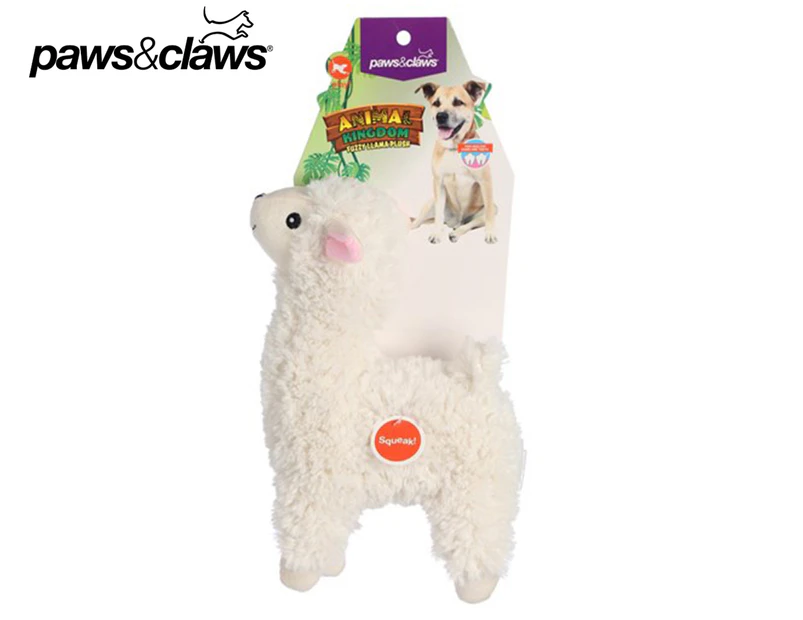 Paws N Claws Animal Kingdom Fuzzy Plush Llama Dog Toy