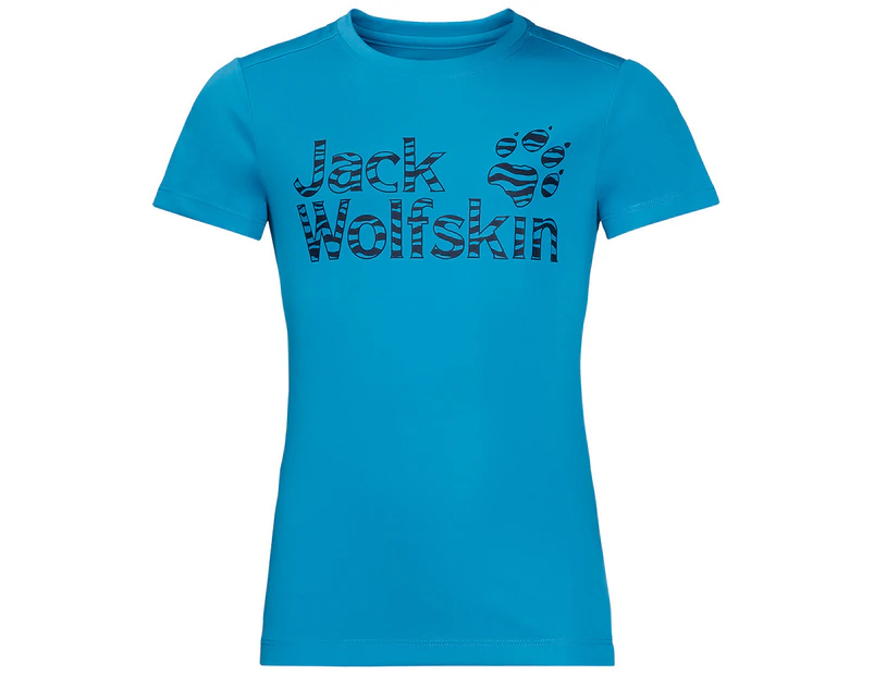 Jack Wolfskin Kids Jungle T-Shirt Tee Top Anti-Odour Breathable Shirt Childrens - Turquoise