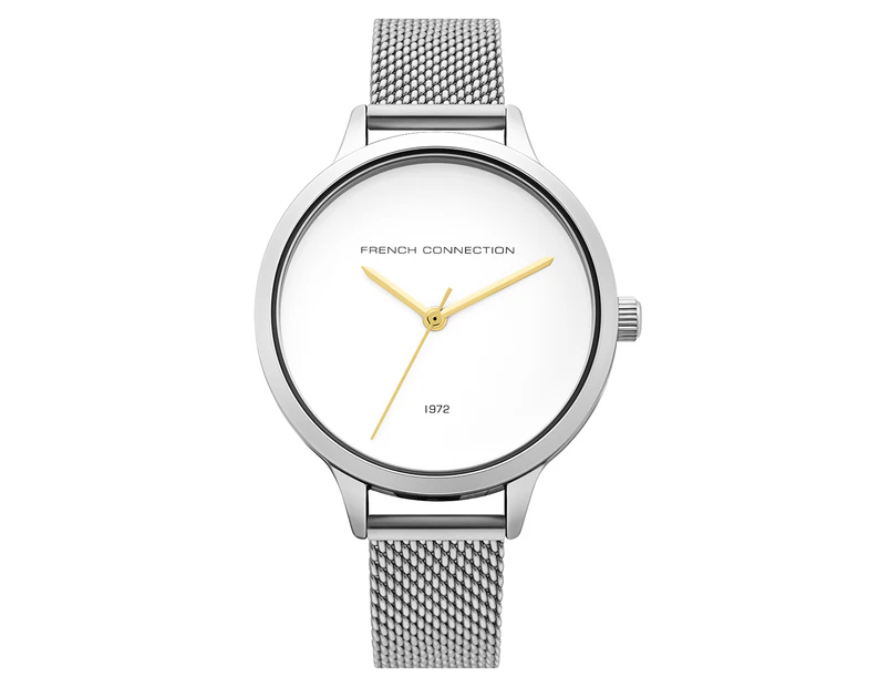 French Connection Women's 32mm SFC122SM Stainless Steel Mesh Watch - Silver
