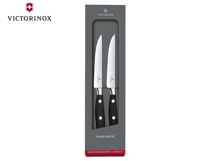 Victorinox 2-Piece Grand Maître Serrated Steak Knife Set - Black
