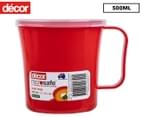 Décor 500mL Microsafe Soup Mug - Red/Clear 1