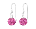 Silver Crystal Ball Earrings - Rose