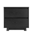 Maison All Black Oak Wood 2 Drawer Bedside Table Nightstand in Modern Contemporary Design