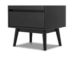 Maison All Black Oak Wood 2 Drawer Bedside Table Nightstand in Modern Contemporary Design