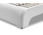 White King Size Bed Frame Upholstered Faux Leather in Modern Contemporary Design