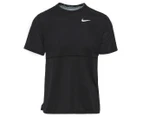 Nike Men's Breathe Running Tee / T-Shirt / Tshirt - Black/Reflective Silver