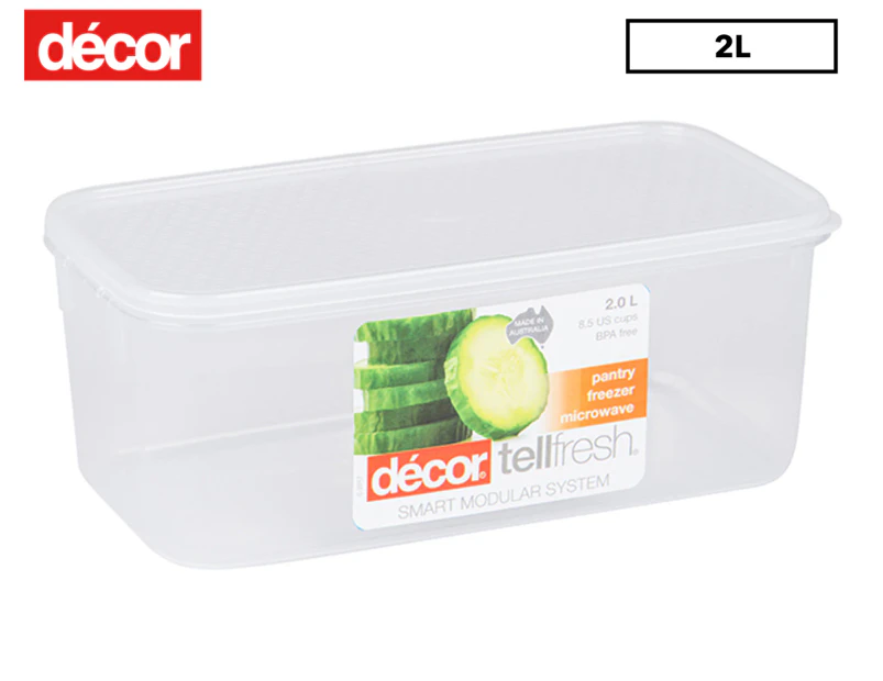 Décor 2L Tellfresh Oblong Storer Container - Clear
