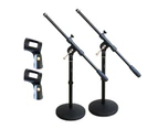 Artist MS023+44 2 Pack Small Black Boom Mic Stand with Mic Clips