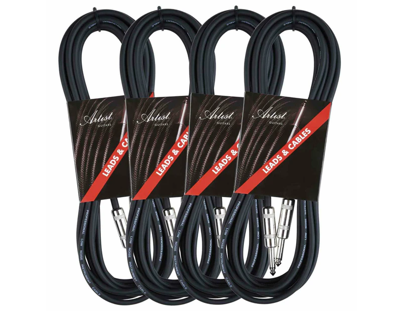 Artist GS20 20ft (6m) Guitar Cable/Lead - 4 Pack