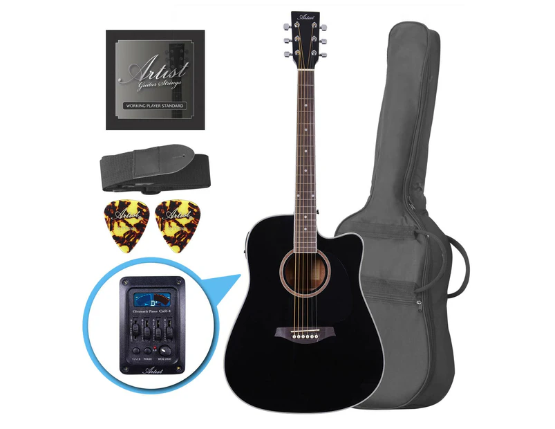 Artist LSPCEQ Black Beginner Acoustic Electric Guitar Pack