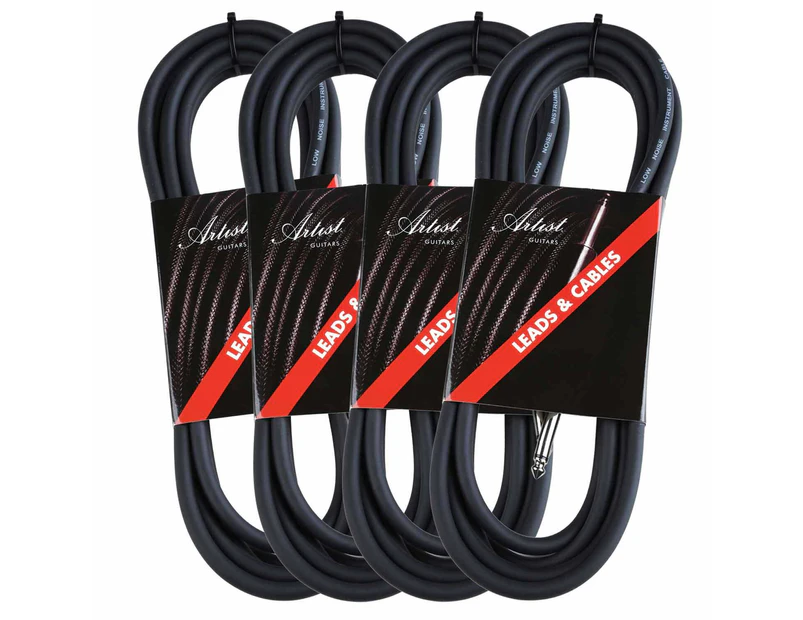 Artist GX10 10ft (3m) Deluxe Guitar Cable/Lead - 4 Pack