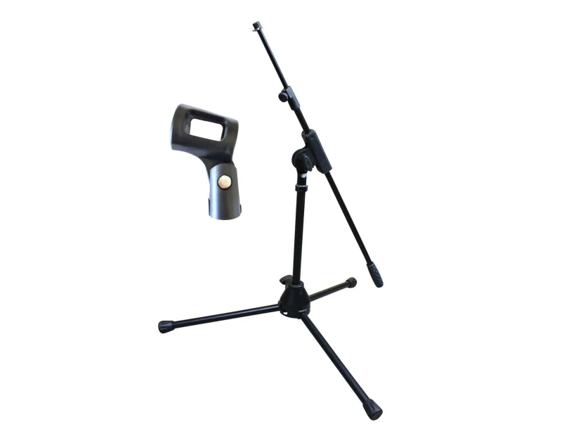 Artist MS010 Small Black Mic Stand with Short Telescopic Boom & Clip